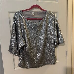 NWOT GAP Shimmering Silver Sequin Blouse
